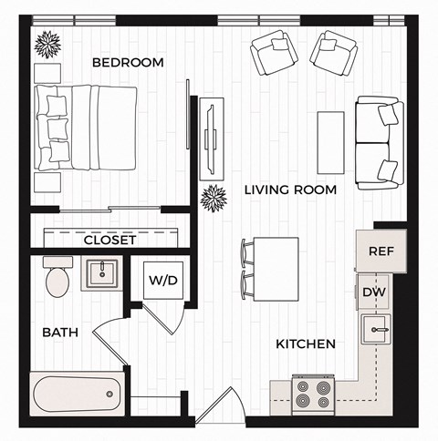 One Bedroom G Floor Plan